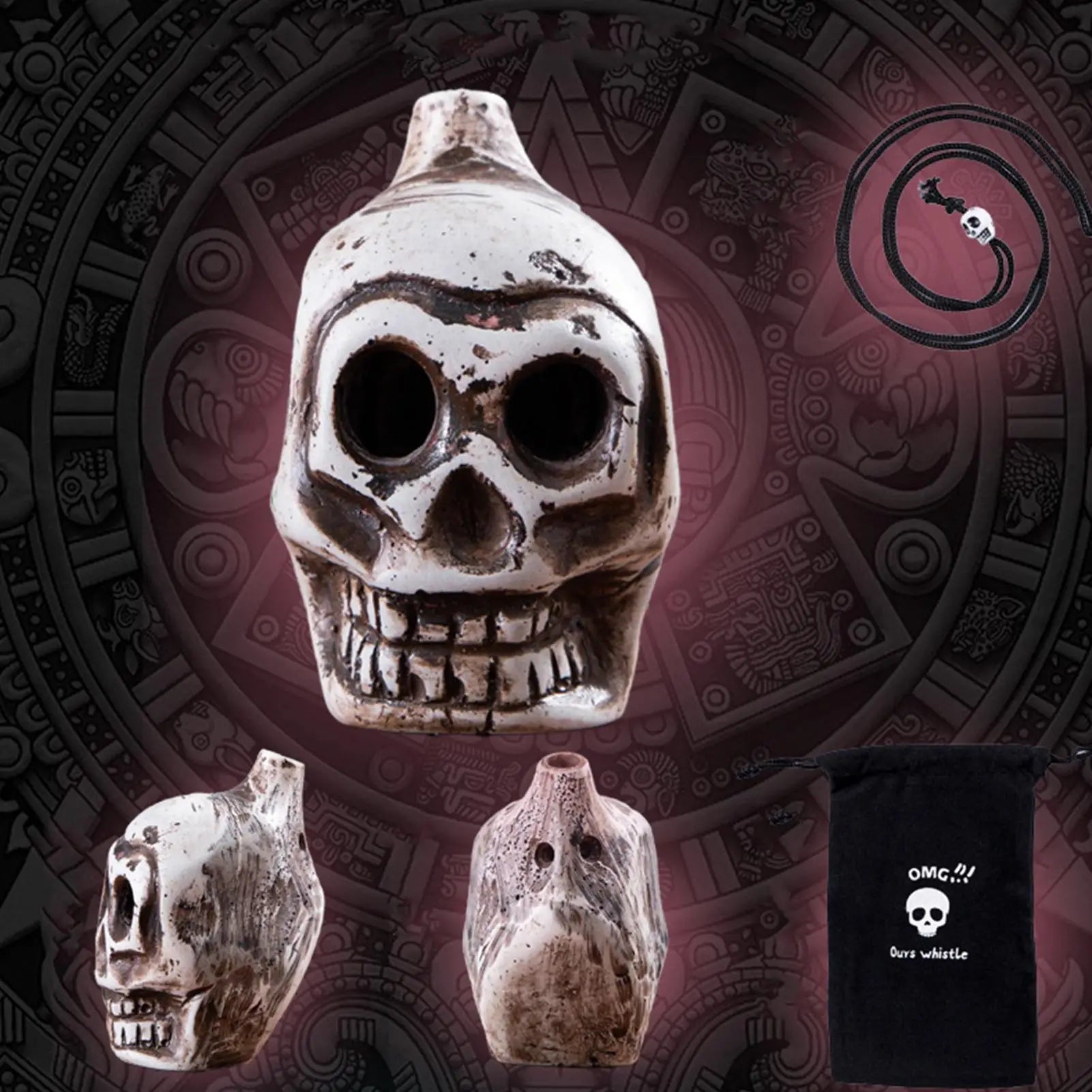 Aztec Death Whistle Skull Spooky Human Death Scream Loud Whistle Human Prank High Decibels Whistle Camping Emergency Tools